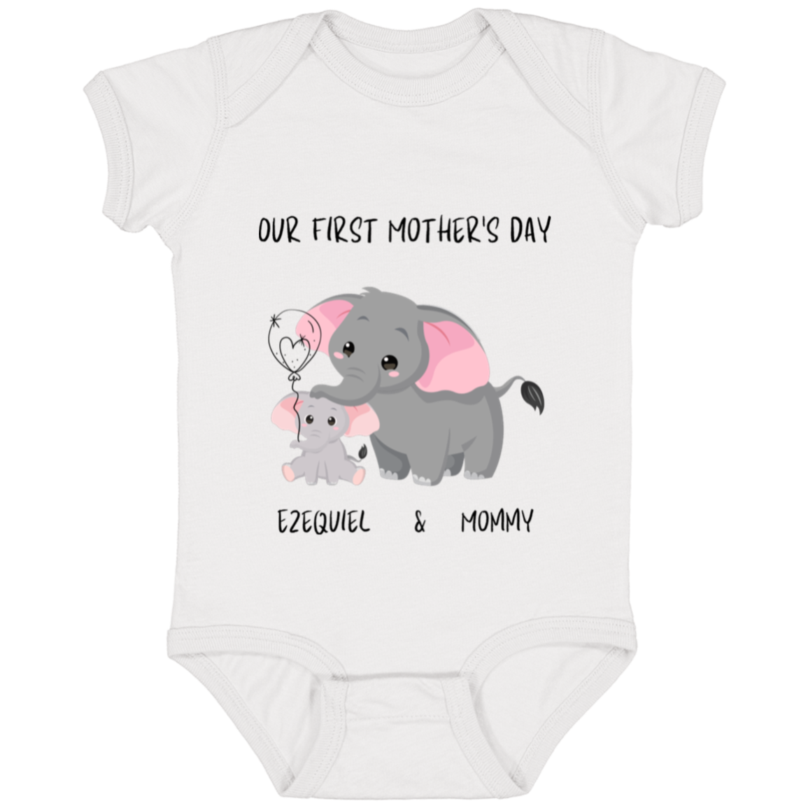 Baby Mother's Day Our First Mother's Day Elephants Mother & Child (Baby Bodysuit)- New Mum Gift/Mama/New Baby/ Perfect Mother's Day Gift