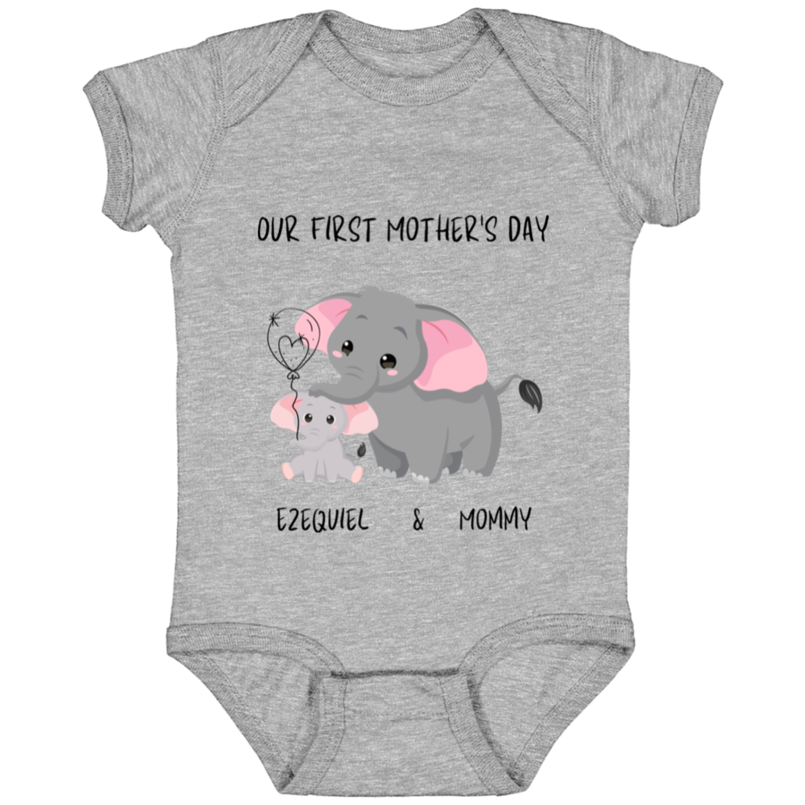 Baby Mother's Day Our First Mother's Day Elephants Mother & Child (Baby Bodysuit)- New Mum Gift/Mama/New Baby/ Perfect Mother's Day Gift