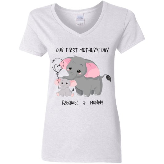 Mommy Mothers Day Shirt Our First Mother's Day Elephants Mother & Child - New Mum Gift/Mama/New Baby/Mother's Day Gift